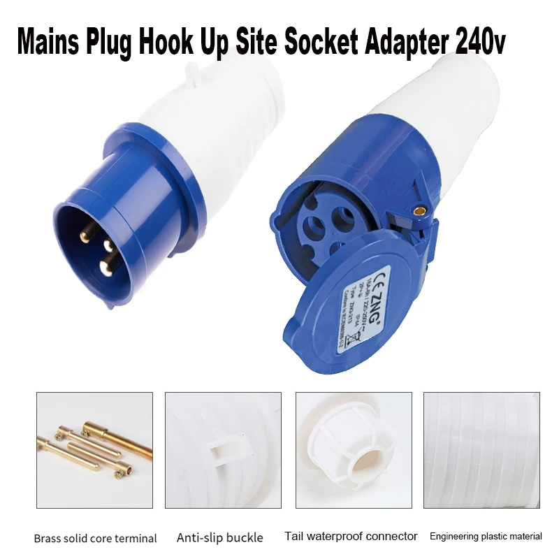 

Mains Female Plug Hook Up Site Socket Adapter 240v 16A Caravan Motorhome Camper Van Car Explosion-Proof Plugs Replacement