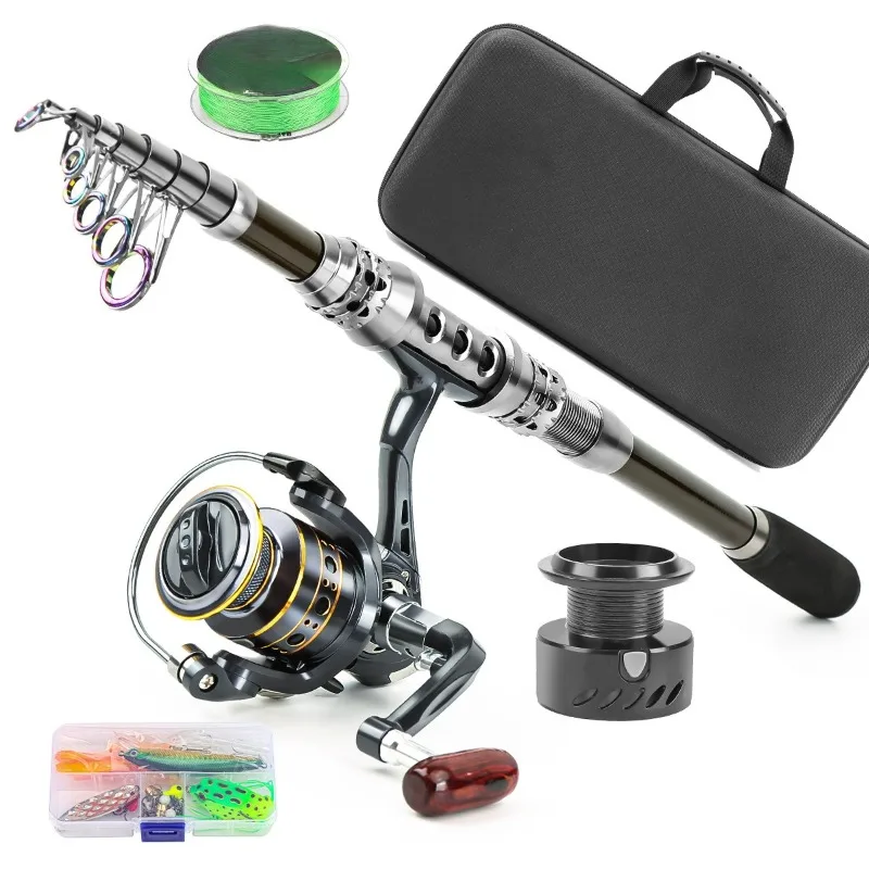 

Carbon Luya Rod Wheel Set Sea Fishing Rod Telescopic Fishing Rod Spinning Wheel Travel Sea Freshwater Fishing Set