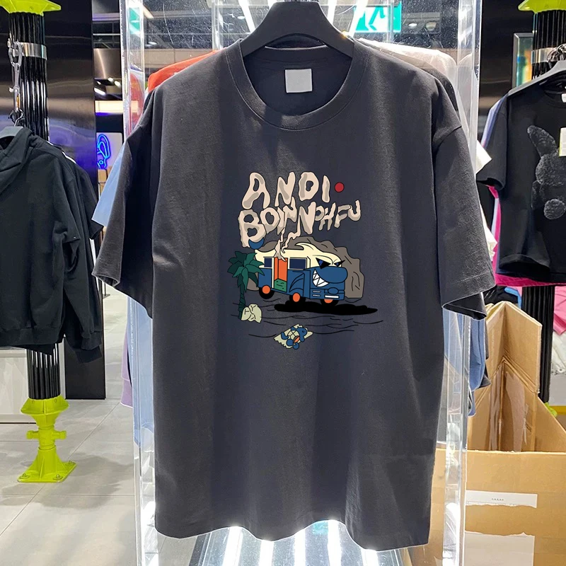 2025 Camiseta para hombre, diseño de palmera de coche de neón, ropa de calle Vintage de algodón, informal, de verano, de gran tamaño, transpirable, estética urbana