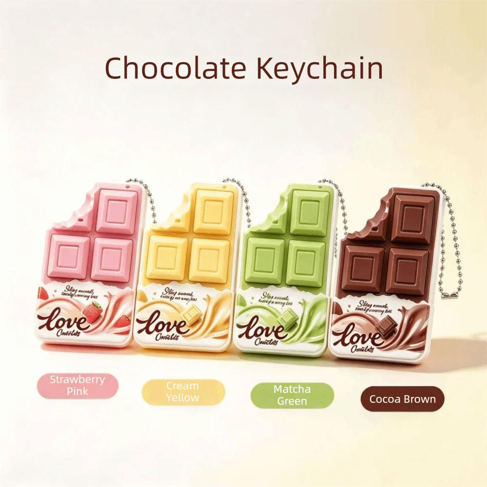 Portable Fidget Keychain Reusable Breaking Design Chocolate Keychain Cartoon Patterns Chocolate Button Pendant Portable Use