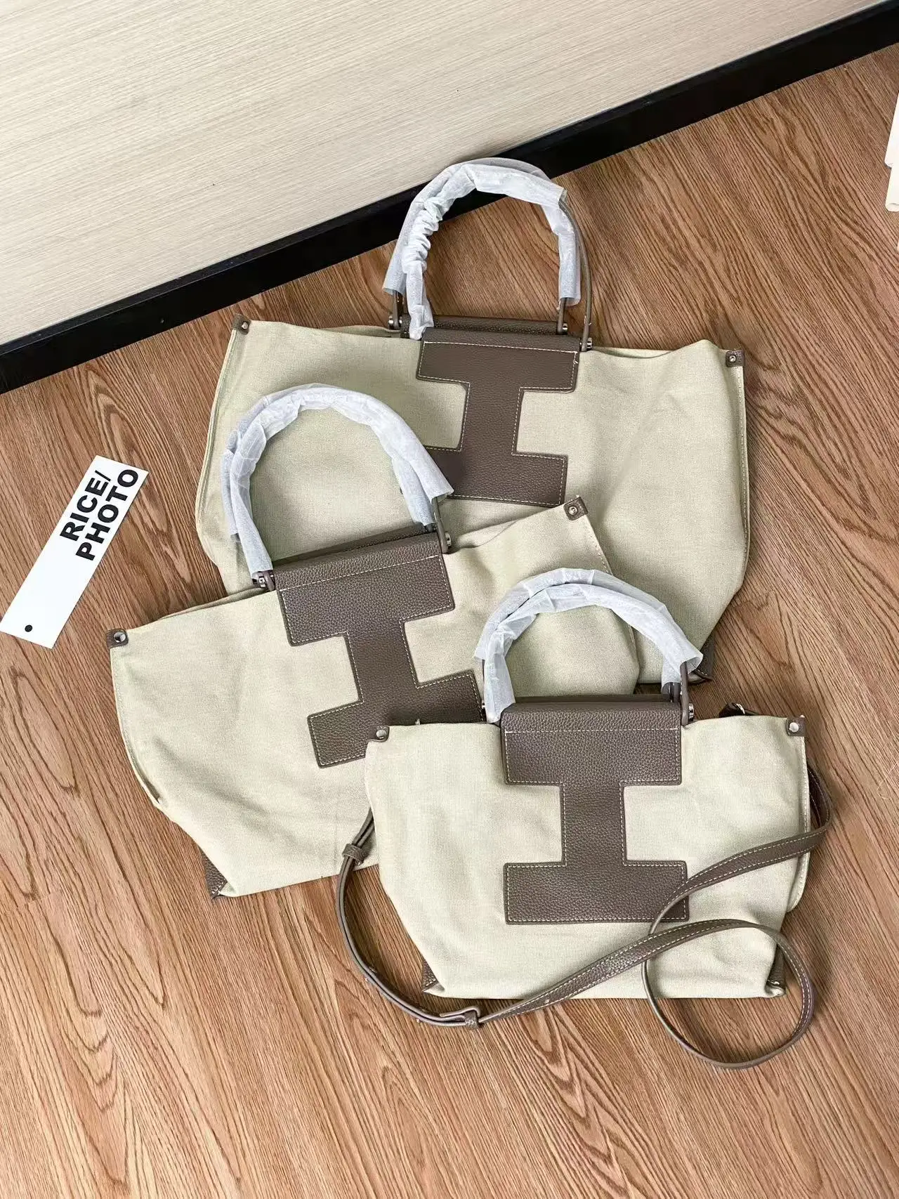 Iacucci Niche Design New 2025 Shopping Bag Large Capacity Color-Block Canvas Tote Shoulder Bag