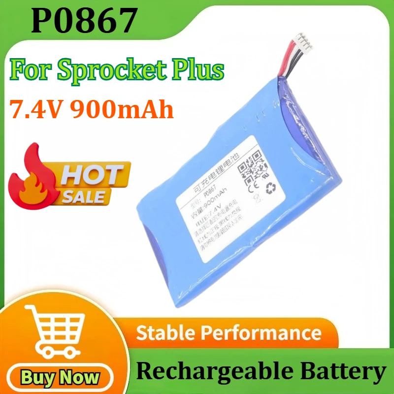 

P0867 New Replacement Battery 7.4V 900mAh for Sprocket Plus Battery Pocket Photo Printer Batteries for HP