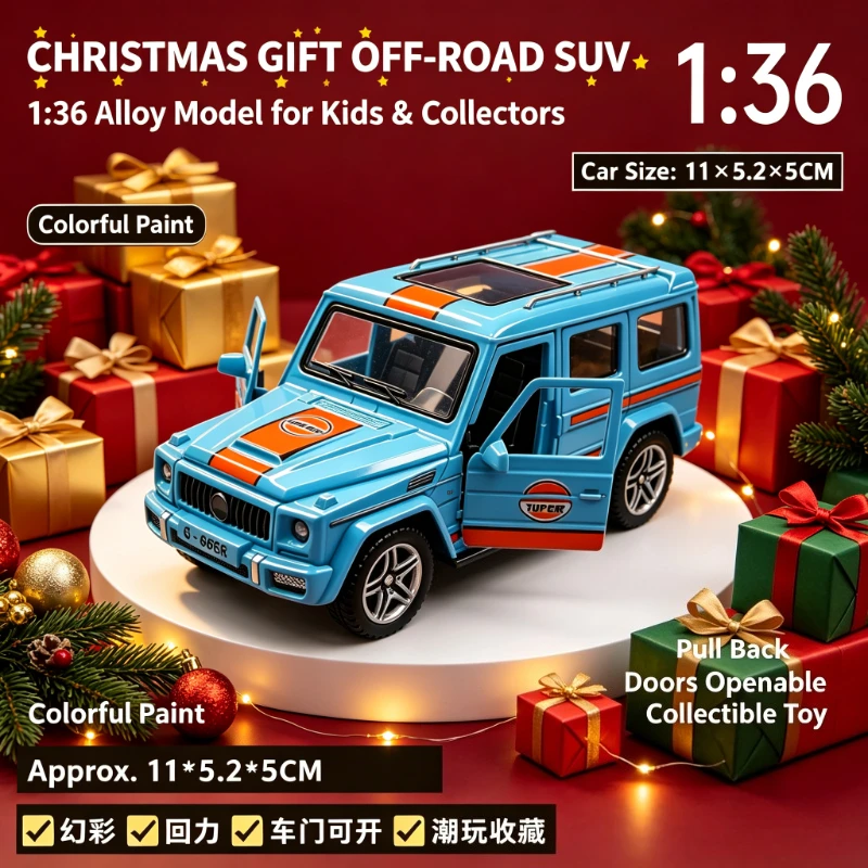 New 1:36 Classic 4X4 Offroad SUV Alloy Car Model, Diecast Pull Back Metal Replica, Openable Doors, Rugged Body For Hobby Desktop