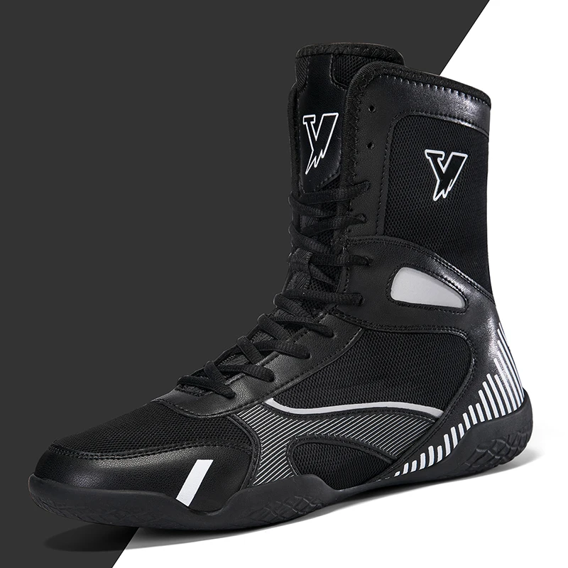

Большие размеры 39-48, мужские боксерские кроссовки, дышащая обувь для борьбы, нескользящие боксерские тренировочные ботинки, высокие борцовские ботинки
