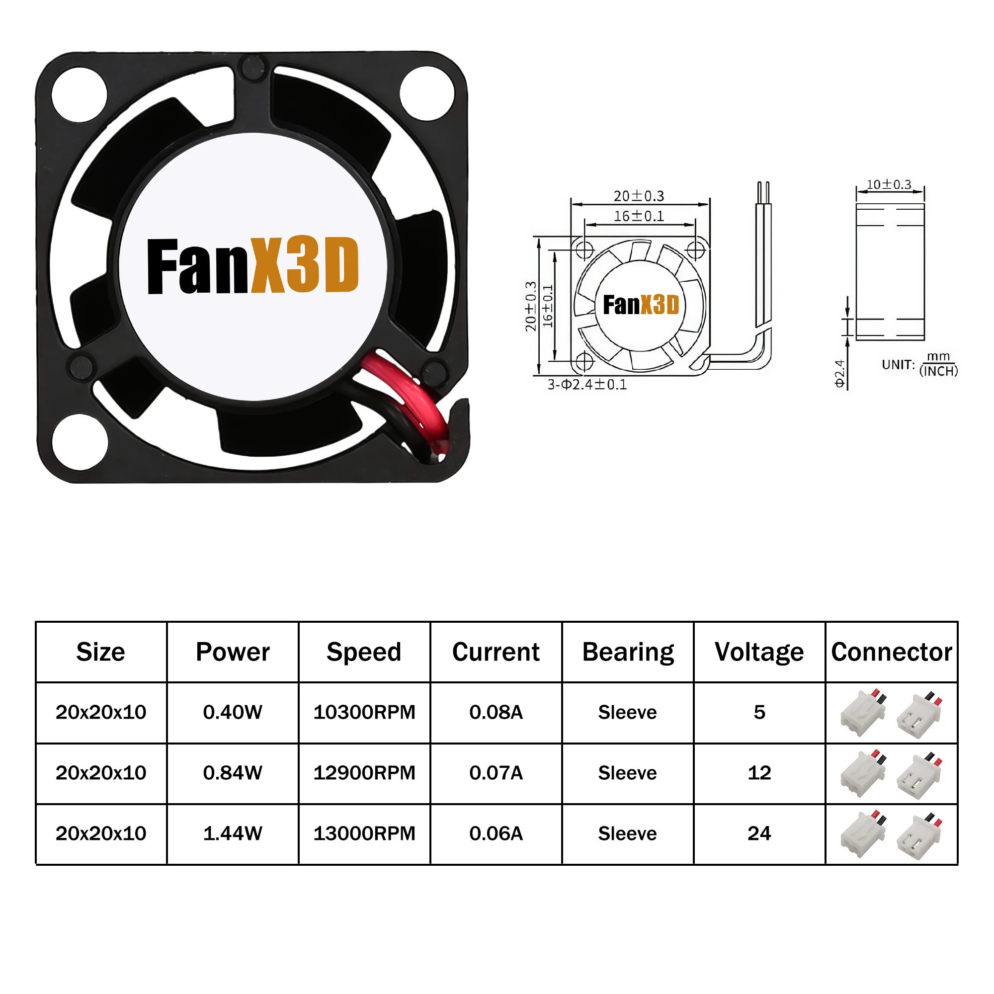 20x20x10MM 2010 DC 5V 12V 24V Brushless Cooling Fan For 3D Printer PC Computer Laptop Server Motor Case view 4