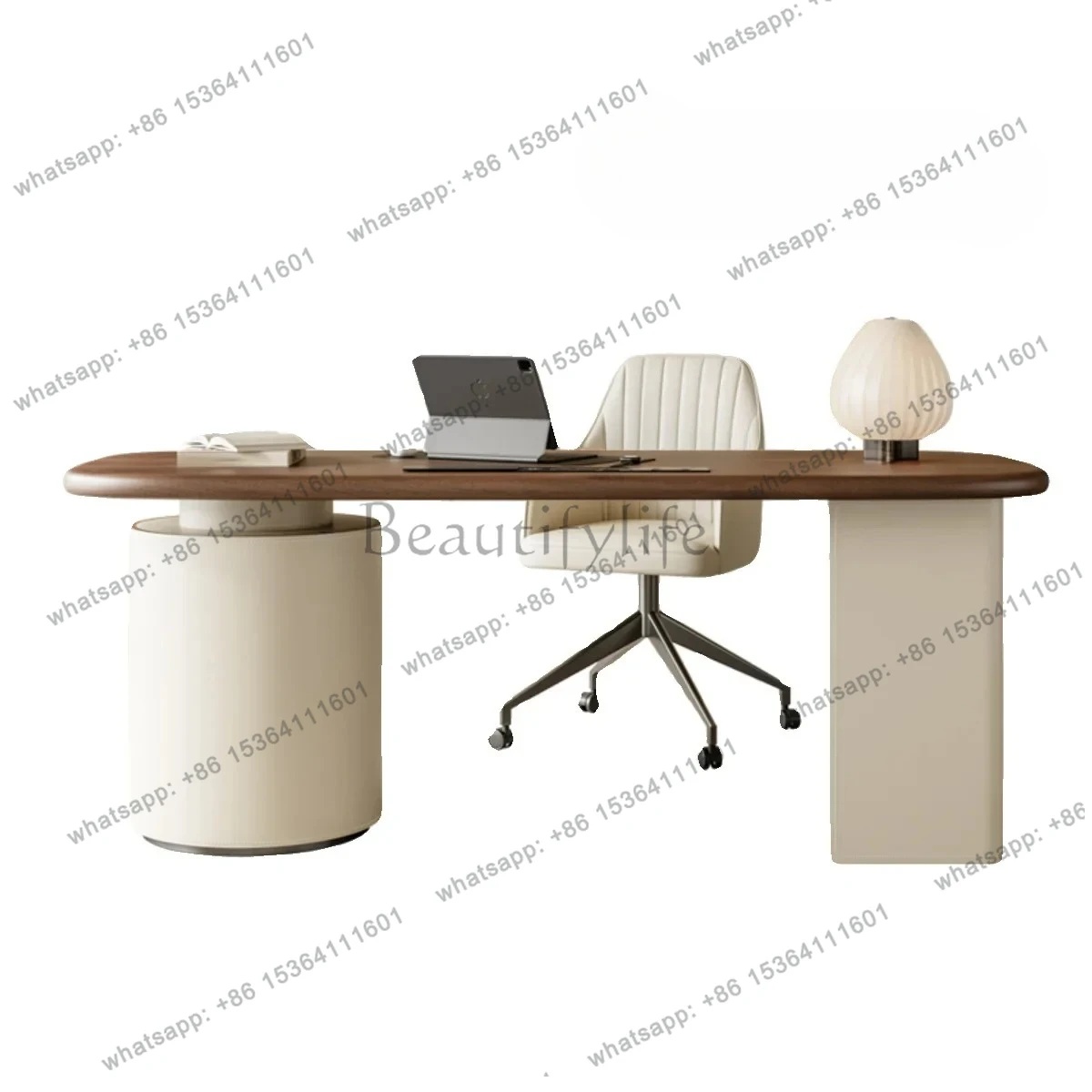 

Japanese Modern Minimalist Desk Premium Saddle Leather Writing Desk