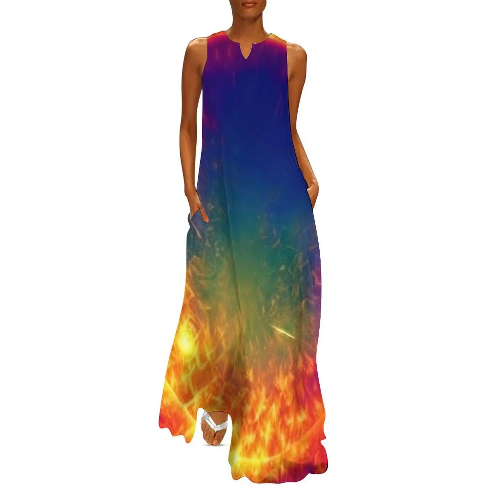 Planetary Solar Flare-Modern Art Long Dress Clothing prom dresses Beachwear luxury dresses