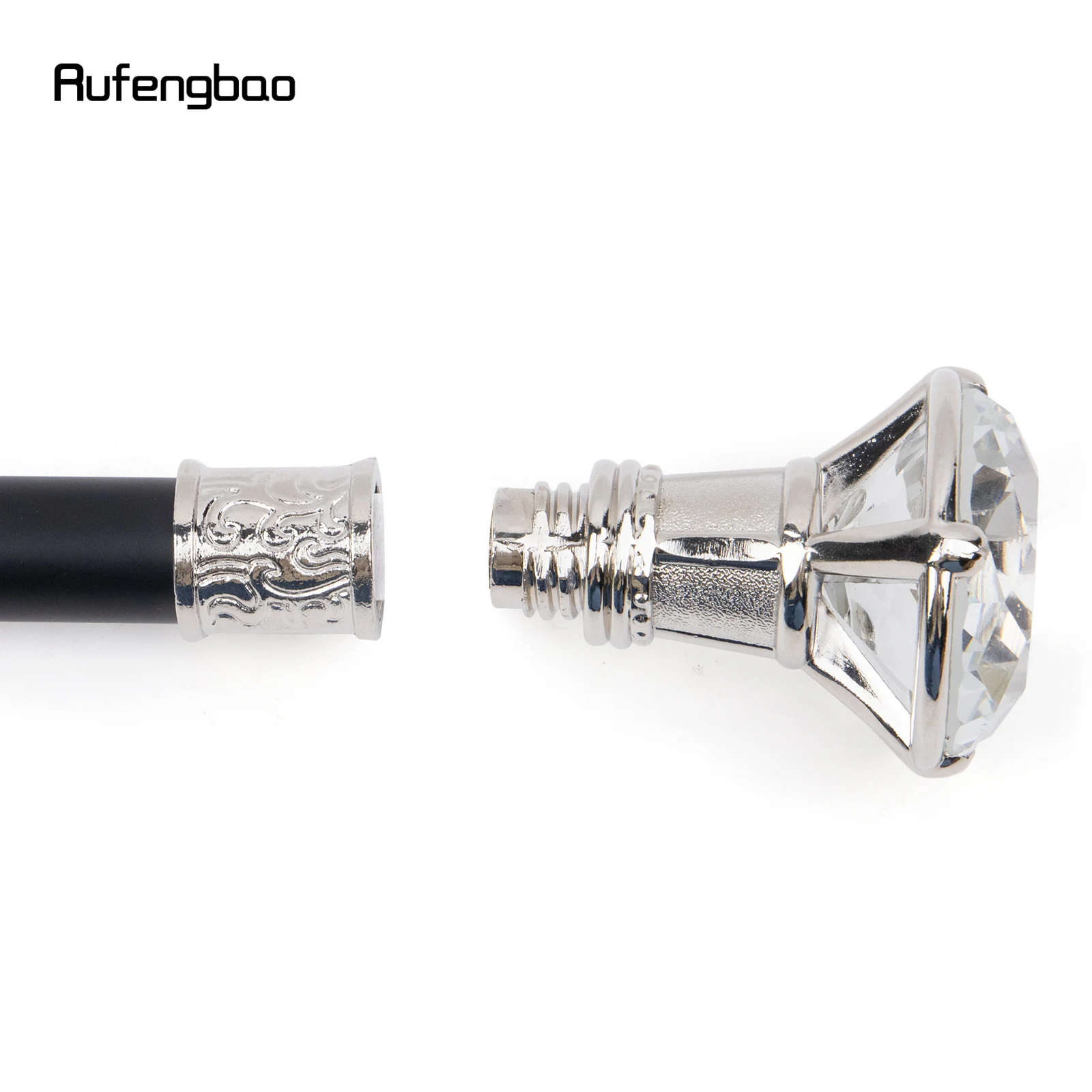 Transparent Diamond Type White Walking Stick Fashion Cane Gentleman Cosplay Cane Knob Crosier 90cm Performance Stage Cane