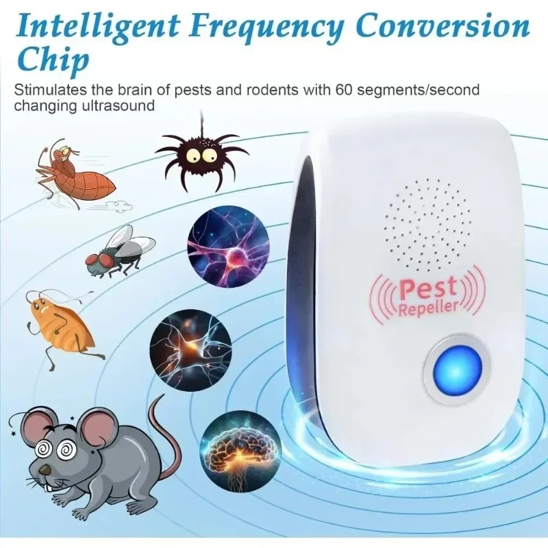 Nuevo 1/2 Uds insecticida doméstica repelente de mosquitos electrónico ultrasónico ratón cucaracha araña mosquitos ratas arañas repelente