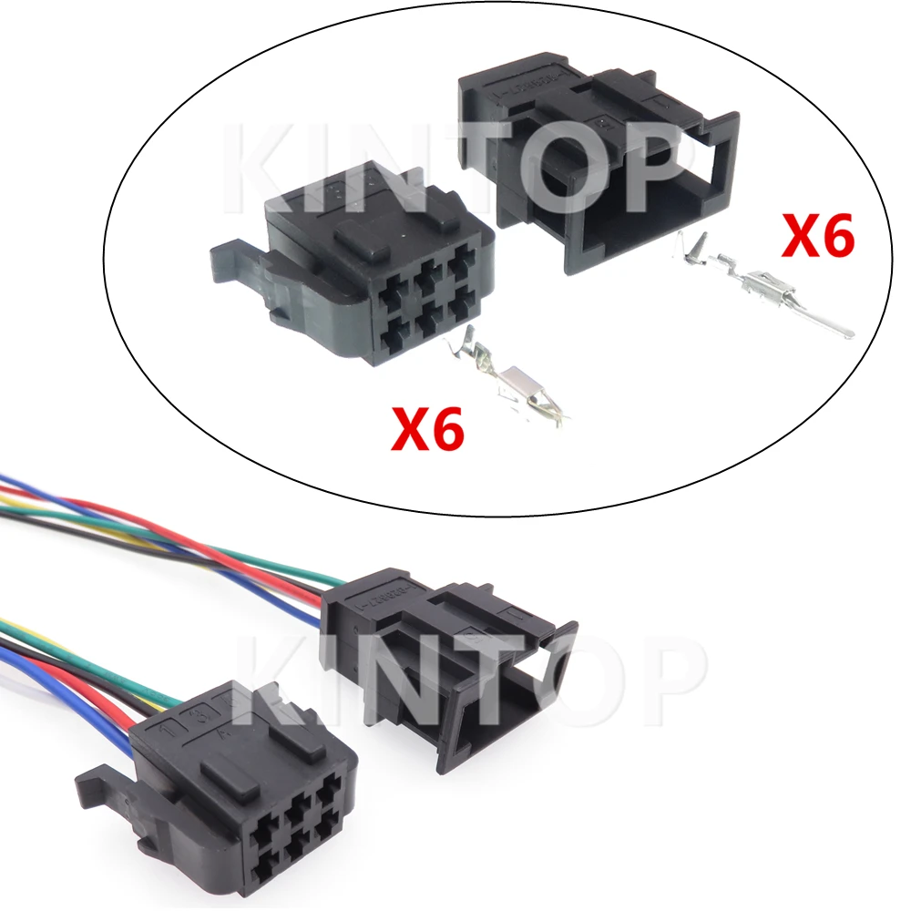 

1 Set 6 Pins Electric AC Assembly Car Seat Switch Wire Cable Unsealed Male Female Socket For VW 1-929627-1 1-929621-1 191972733