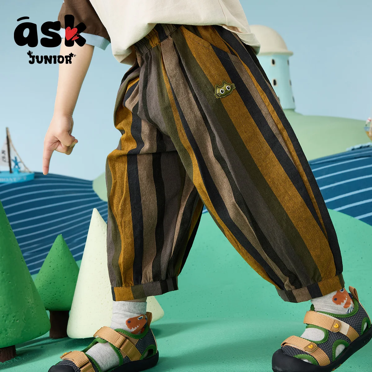 اسأل سروال فجل مخطط متباين على الموضة للأطفال الصغار في الخريف #4