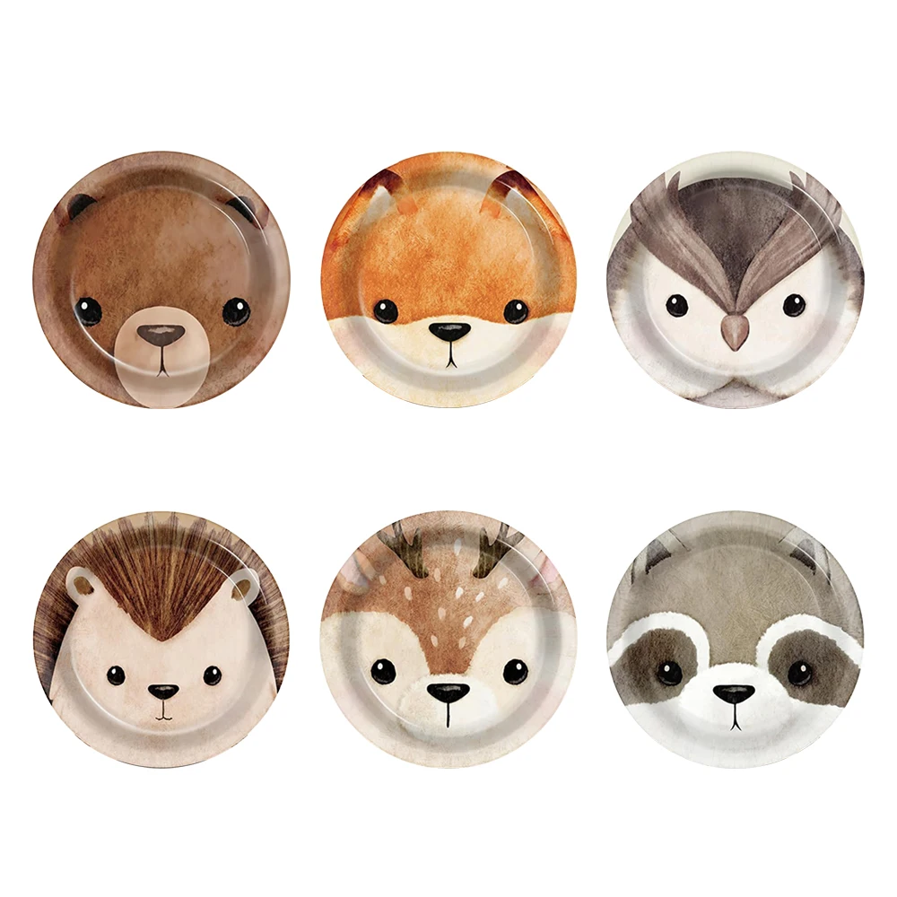 Cartoon Jungle Animals Themed Party Plates Bear Fox Raccoon Hedgehog Owl Deer Birthday Party Supplies Birthday party decorations