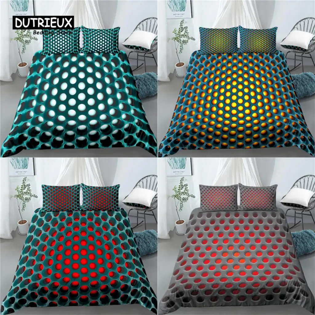 Home Living Luxury 3D Abstract Honeycomb Structure Print 2/3Pcs Comfortable Duvet Cover PillowCase Bedding Sets EU/US/AU Size