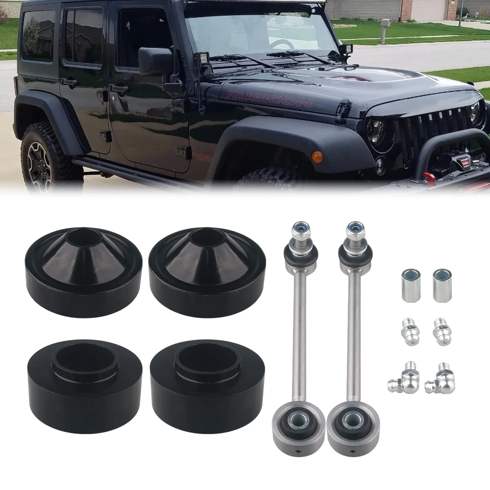 1155200 Strut Spacers Leveling Set Reduce Vibration Spacer Lift Kit Replacement Metal  with 07-18 Jeep Wrangler JK Leveling Kit