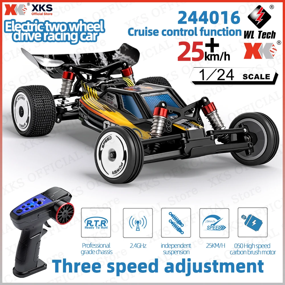 

XKS WLtoys 244016 1:24 Scale RC Car High Speed 25km/H Racing Drifting Remote Control Toy Vehicle for Kids Children Christmas Toy