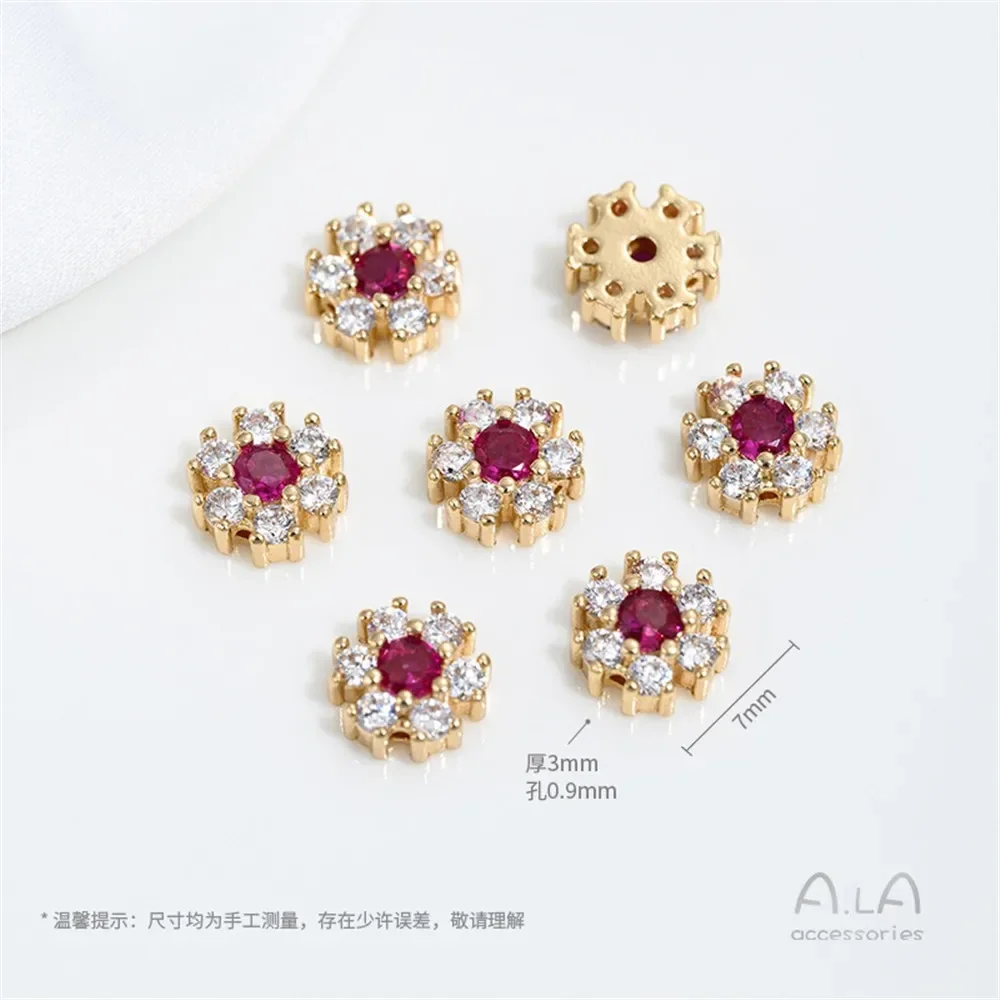 Z427 14K Gold-plated Zirconium Flower Spacer Beads Peach Plum Blossom String Beads Accessories Diy Pearl Jewelry Materials
