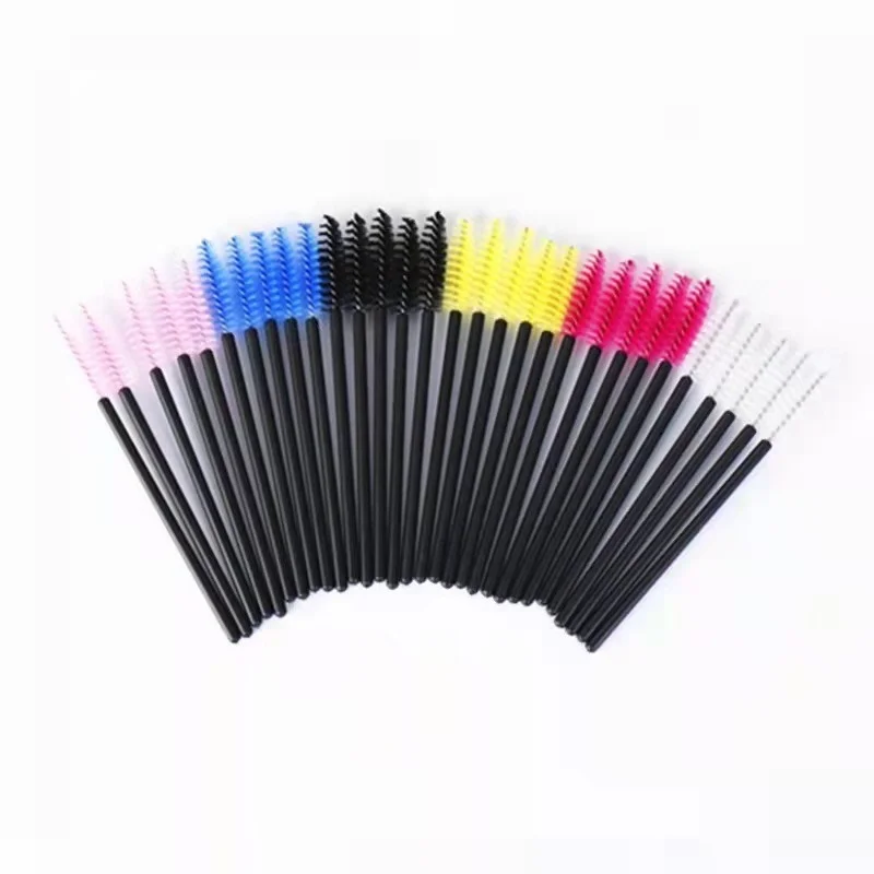 50Pcs Disposable Eyelash Brush Mascara Wands Colorful Plastic Applicator Professional Makeup Eye Brushes Eyelashes Extension