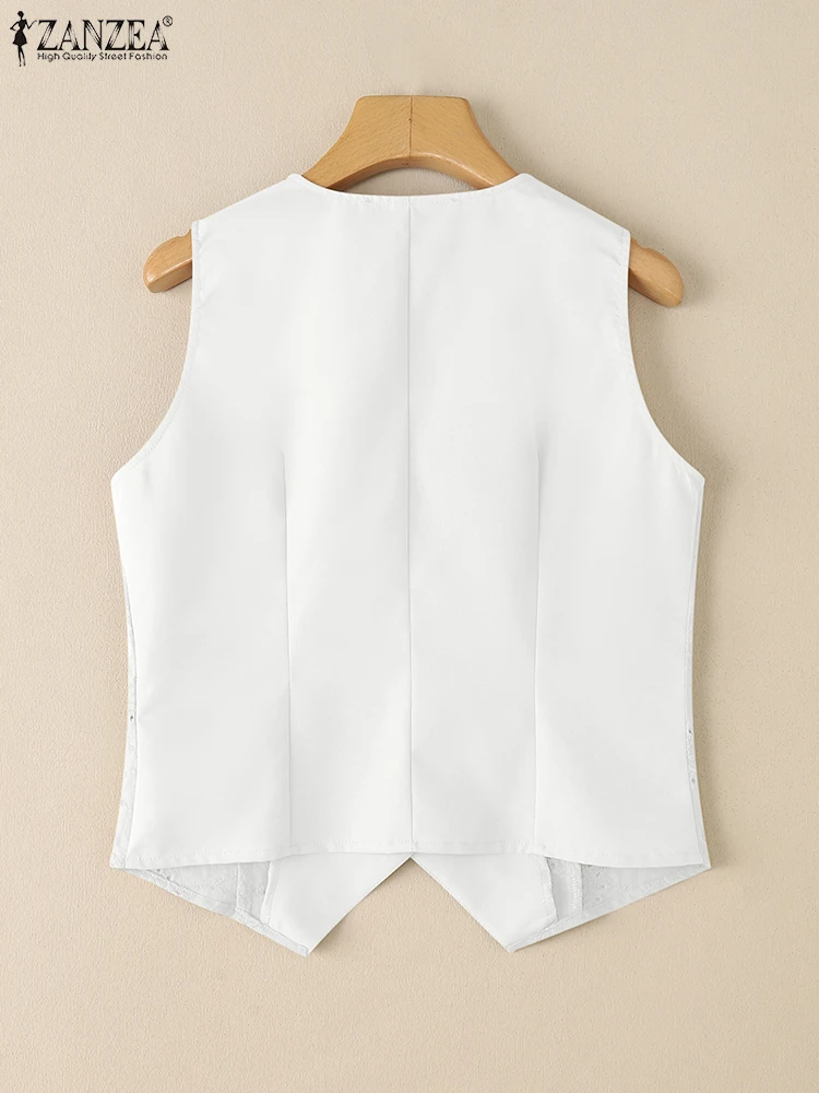 Women Elegant Sleeveless Vests Tops ZANZEA Stylish Summer Blouses Fashion Lace Patchwork Work OL Shirt Embroidery Holiday Camis
