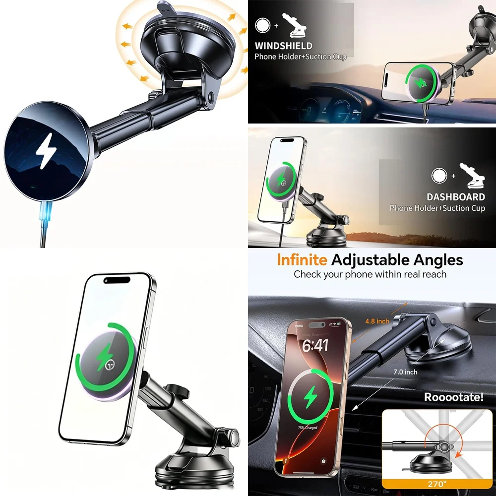 New Consumer Electronics 2026 Magnetic Wireless Car Charger Windshield Car Phone Holder Electronic Accessories Chargers Adapters