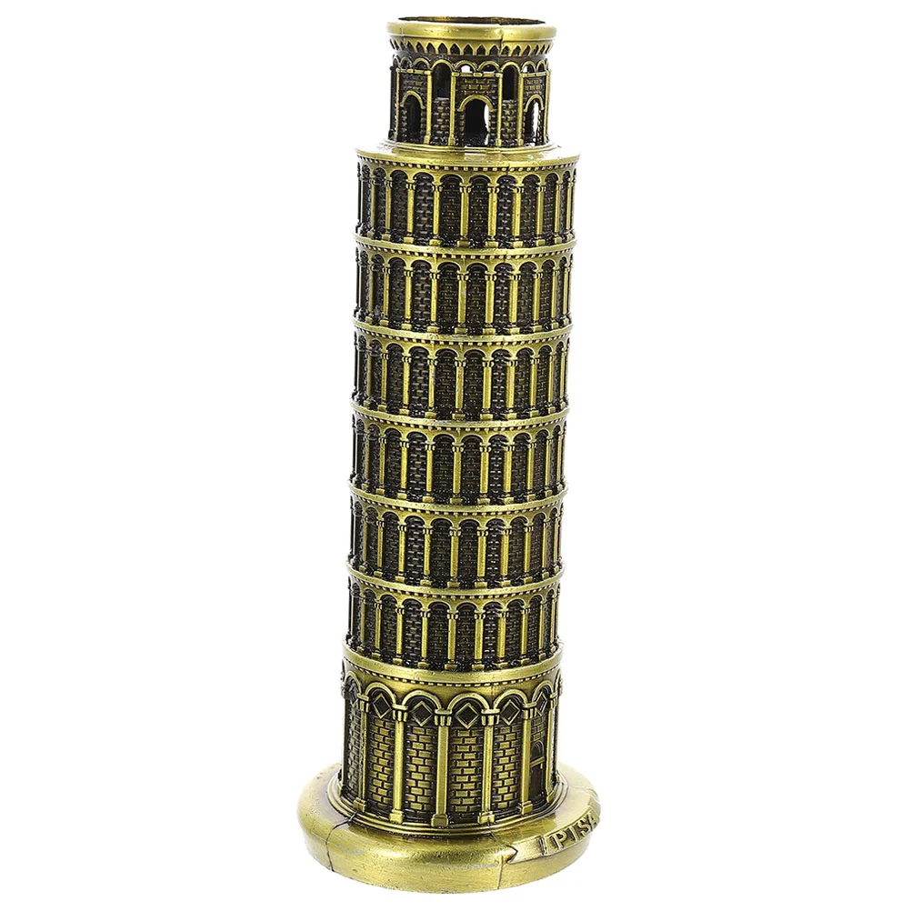 

Retro Desktop Decor Leaning Tower Of Model Mini Building Crafts Home naments Figurines Alloy Sculpture Italy Decorations