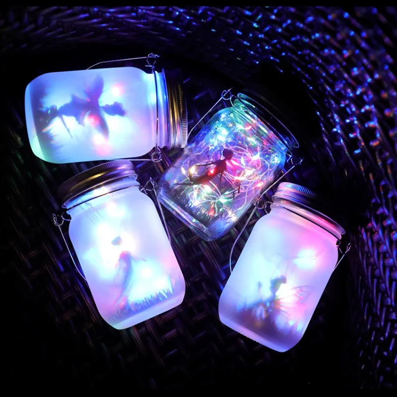 New DIY Frosted Solar Mason Bottle Lamp, Firefly Waterproof Lamp String, Fairy Bottle Lamp, Courtyard Lighting Lamp