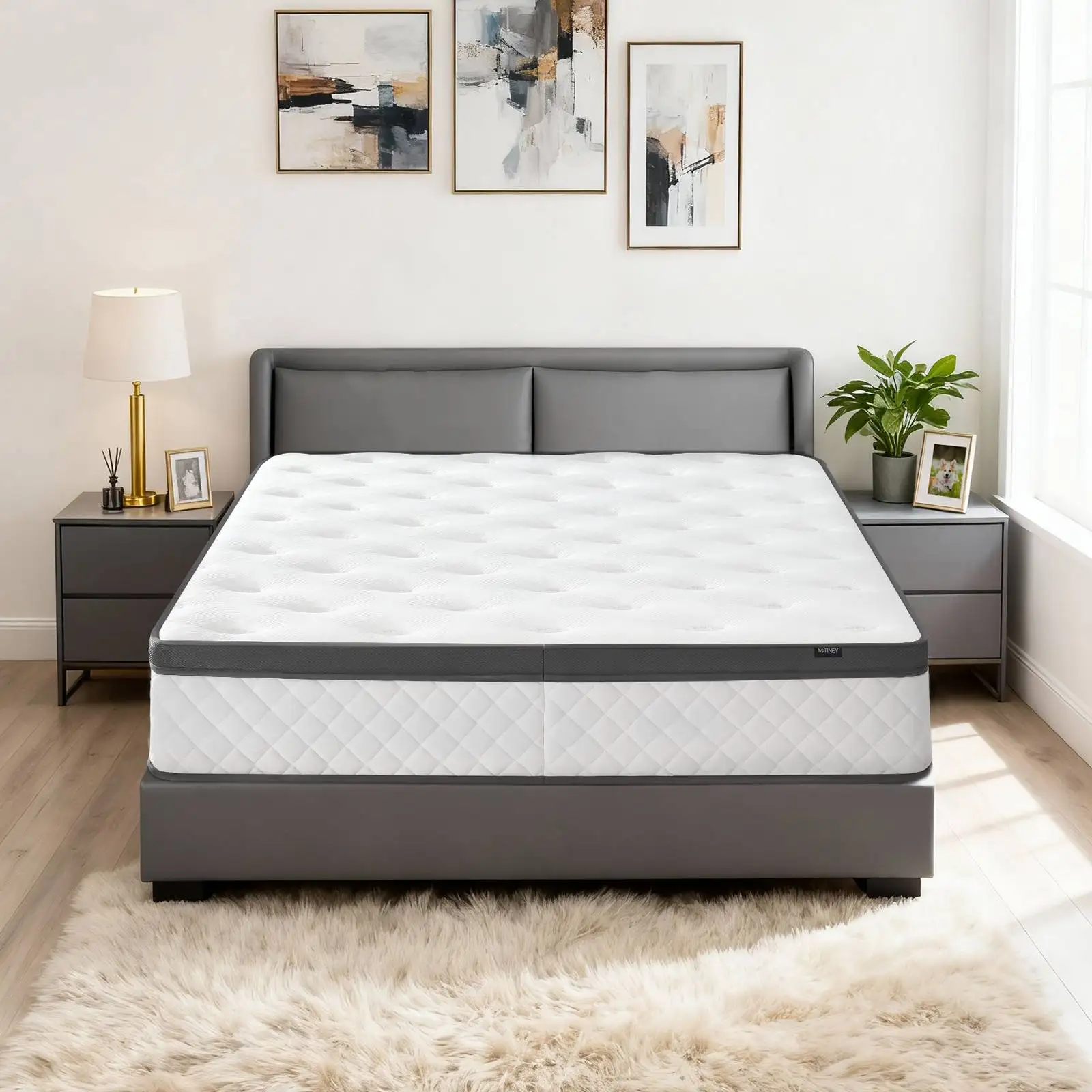 

Wholesale Queen/King Size Mattress, 10/12 Inch Thickness Hybrid Mattress with Gel Memory Foam, Medium Firm Plush yet Supportivep