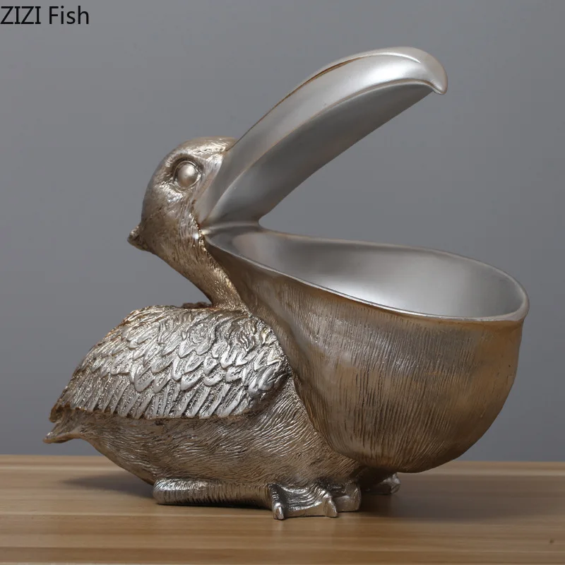 

Big Mouth Bird Sculpture Animal Storage Ornaments Desktop Organizer Statue Display Model Storage Box Key Tray Decoration Crafts