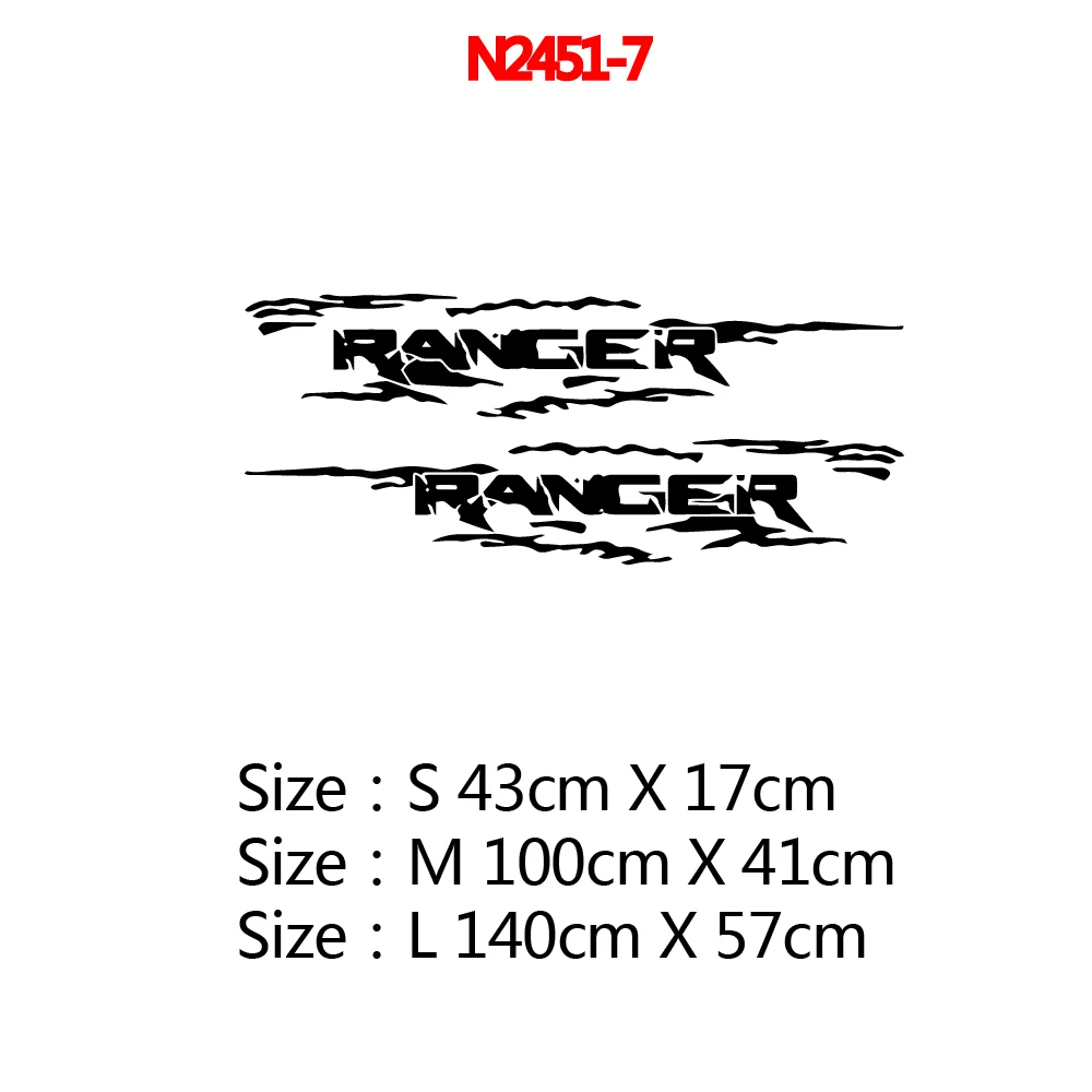 2 pezzi per Ford Ranger Raptor Pickup Off Road decalcomanie Car Styling adesivi laterali per porte Auto vinile grafica Body Decor accessori Auto