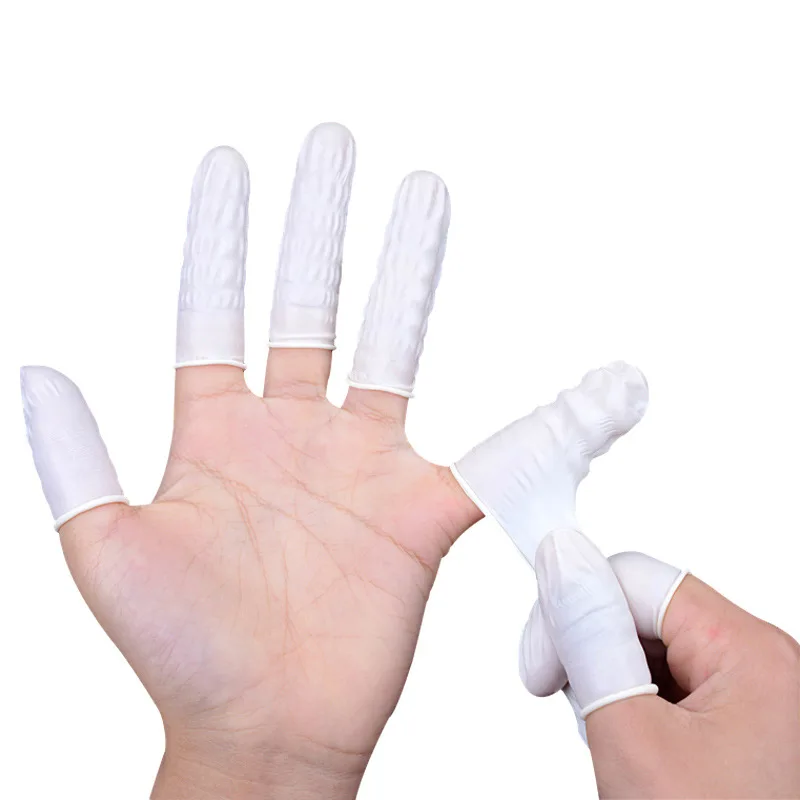 

100Pcs Herbruikbare Vinger Cover Natuurlijke Rubber Antislip Latex Vinger Babybedjes Protector Handschoenen Wegwerp Nail Tool