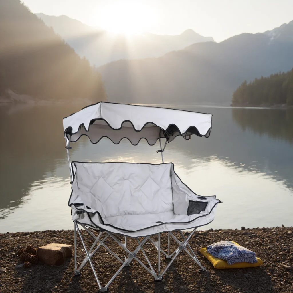 

Outdoor folding chairsunshade rain awning double-person reclining chair portable camping beach fishing sofa recliner