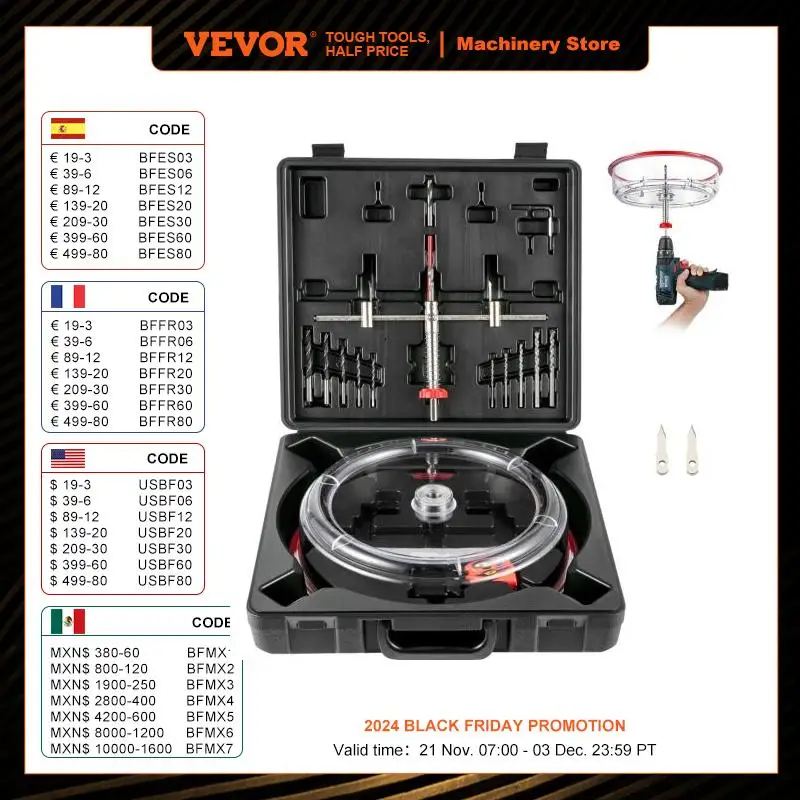 VEVOR Adjustable Hole Saw Cutter Kit, 1-5/8