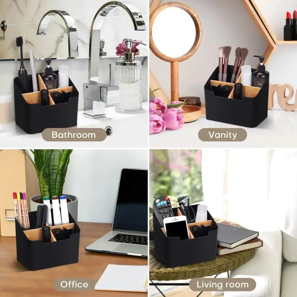 Durable 2/4 Grids Remote Controller Storage Box Multifunction Plastic Desktop Storage Box Cosmetic Storage Living Room Organizer