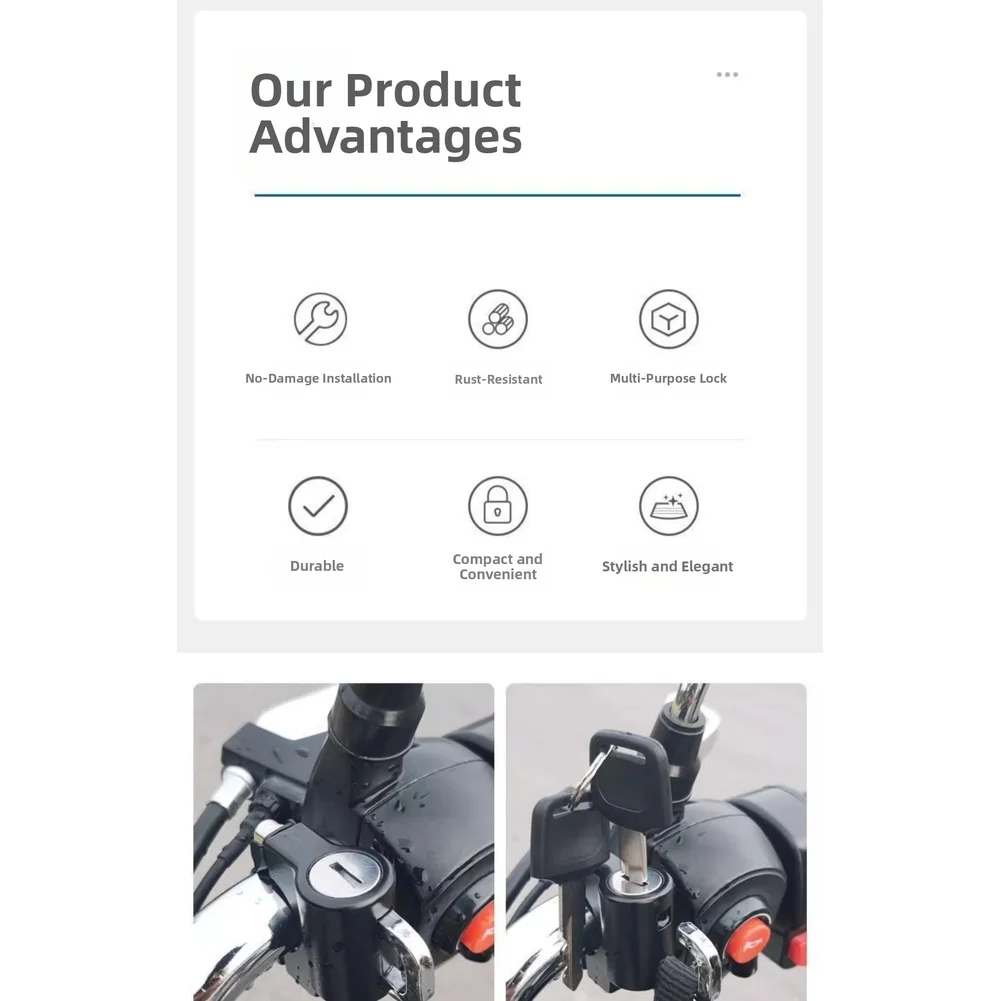 Candado antirrobo para casco para motocicleta eléctrica, con soporte de gancho de seguridad y accesorios de instalación