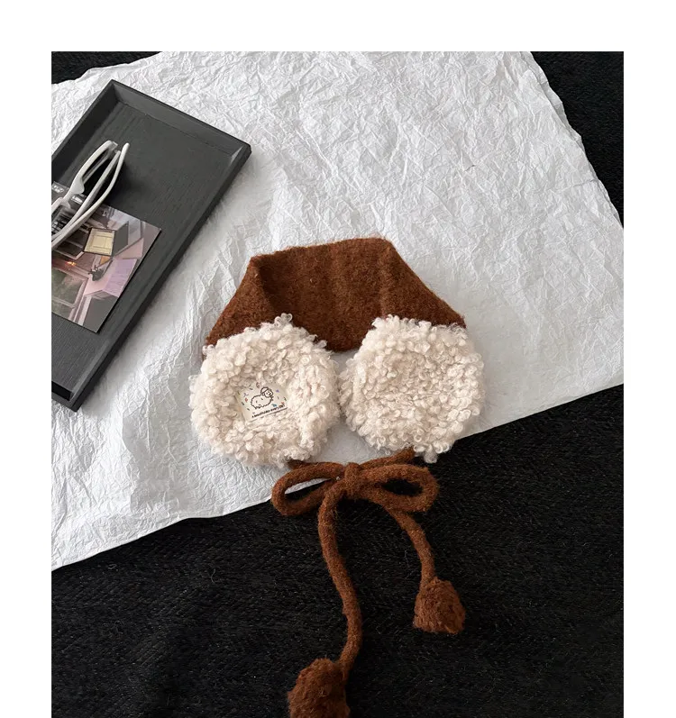 New Ins Style Contrast Color Strap Plush Earmuffs for Women Autumn Winter Cute Warm Outdoor Casual Versatile Headwear Ear Warmer