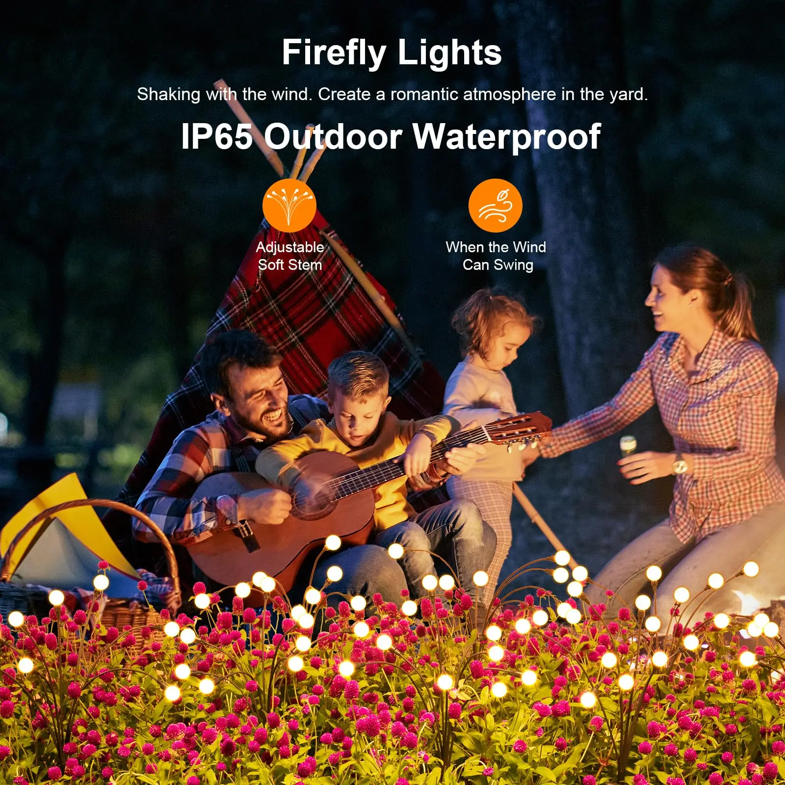 Imagem -06 - Solar Garden Led Lights Decorações ao ar Livre Swaying Firefly Lights para Pátio Pathway Decor Luz Brilhante 18pack