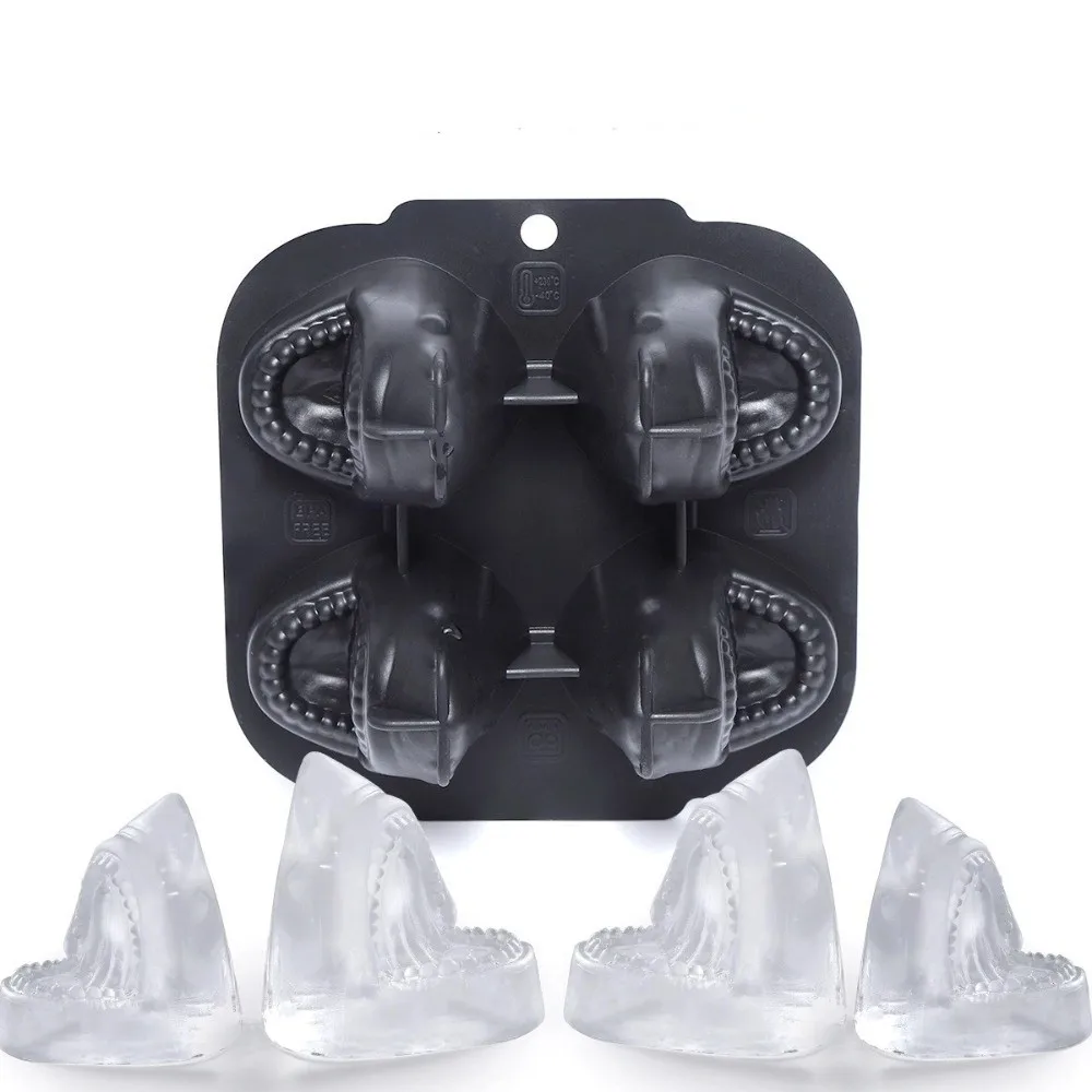 

Новые 4-сетки формы для мороженого в форме животного, форма для ледяных шариков в форме акулы, силиконовый пищевой льдогенератор на лето