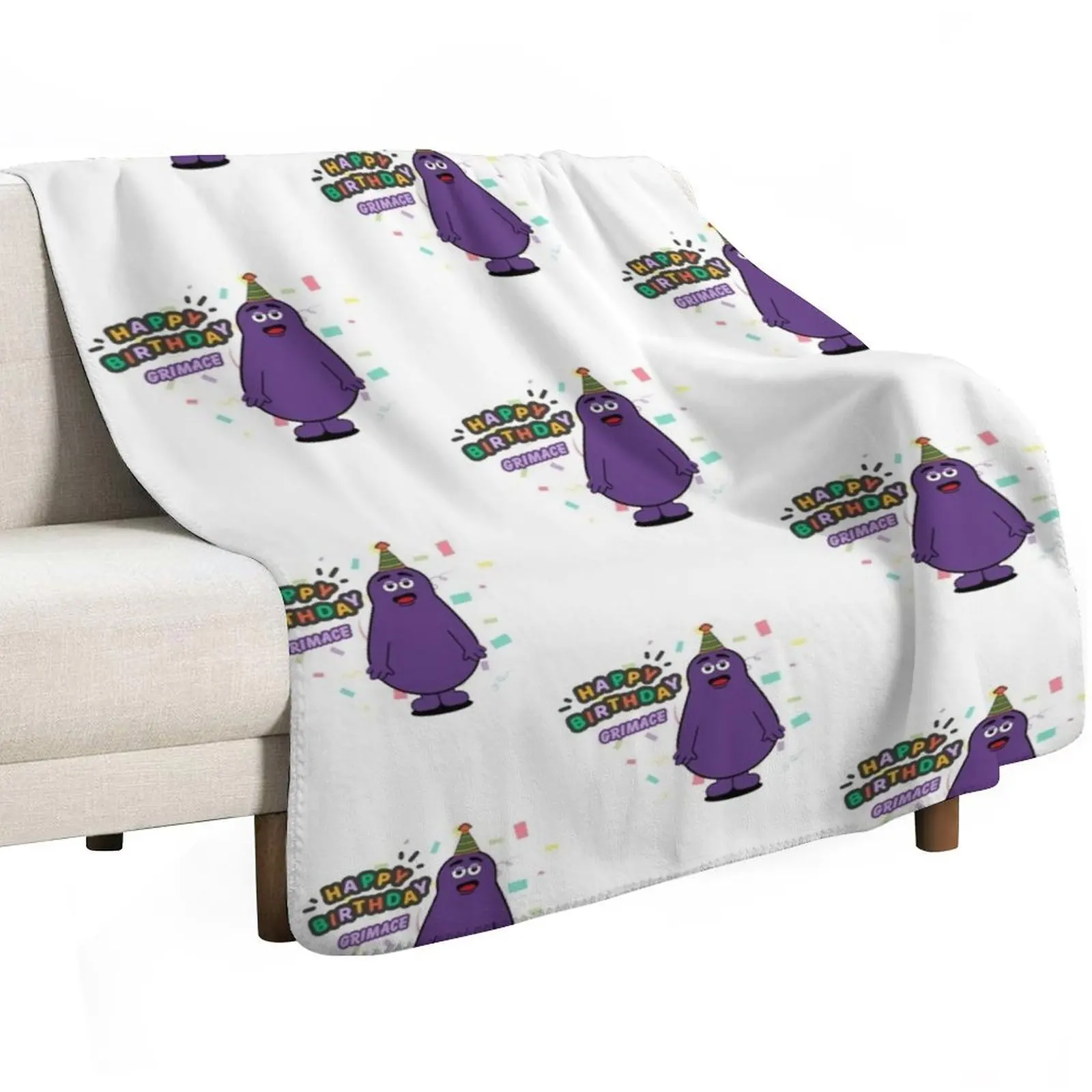 happy birthday grimace Throw Blanket Sofa Quilt Picnic Thin Blankets For Sofas Tourist Large Blankets
