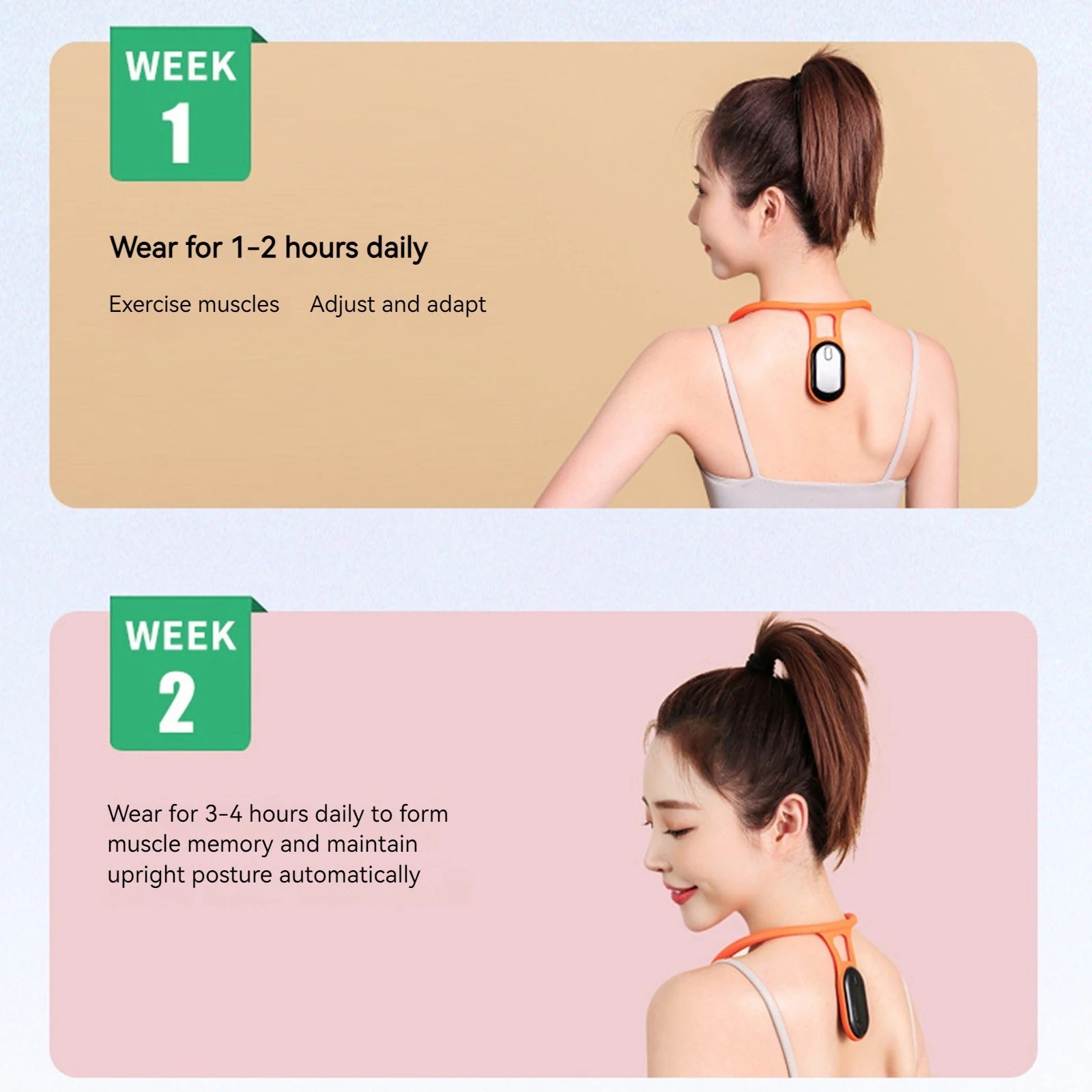 Posture Brace Trainer with Smart Vibration Reminder Neck Hump Corrector Realtime Scientific Monitoring for Men and Women