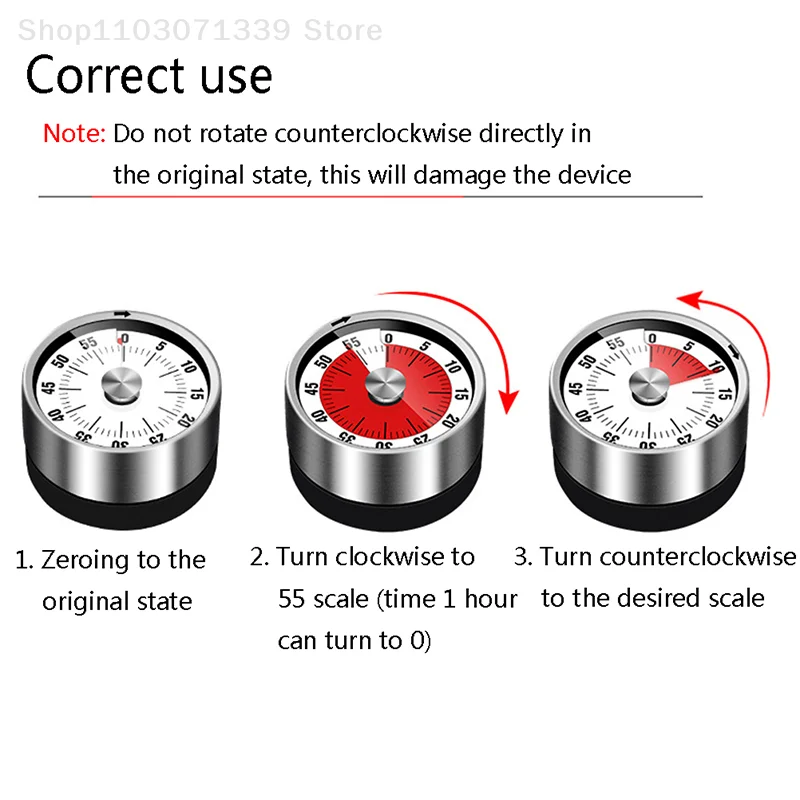جديد الفولاذ المقاوم للصدأ مؤقت بصري الميكانيكية المطبخ الموقت 60 دقيقة ساعة الموقت مع إنذار بصوت عال ساعة مغناطيسية الموقت #5