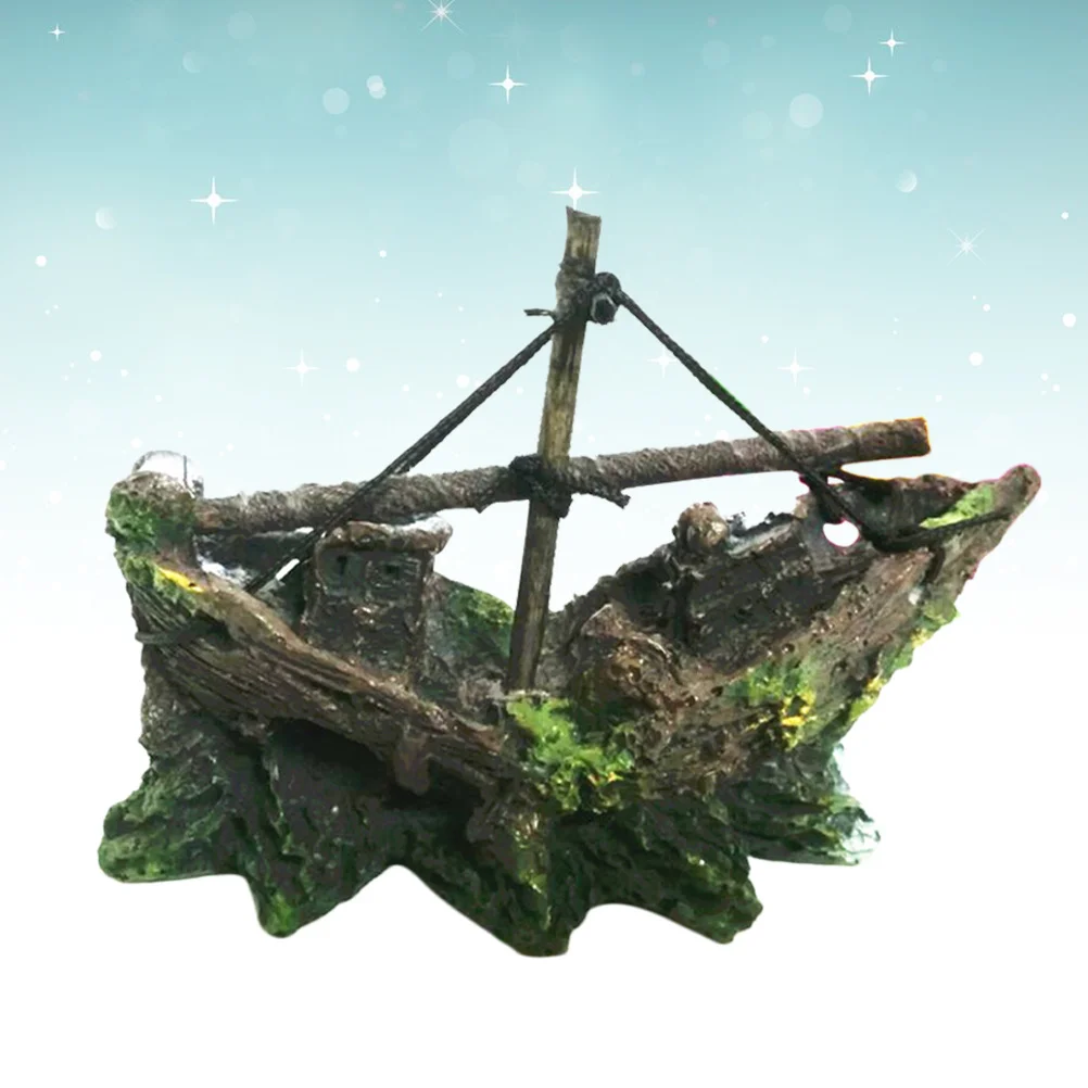 

Aquarium Pirate Ship Ornament Eco Resin Imitation Boat Fish Tank Decoration Natural Environment Aquarium Fish Decor
