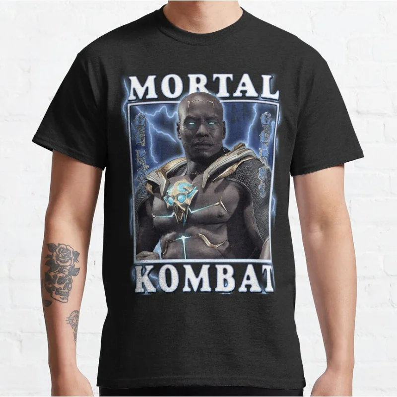 

Geras MK 80s retro video game Mortal Kombat 1 Short-sleeve crewneck T-shirt for men large size Adult Tops S-6xl