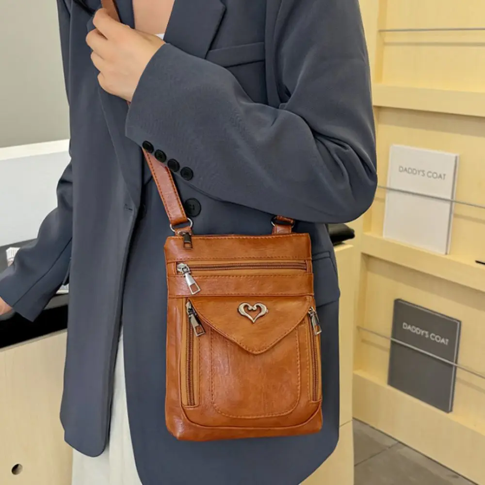 

Belt Clip Three-layer Crossbody Phone Bag Large Capacity Waterproof Phone Chest Bag Charming Vintage Messenger Bag Mobile Phone