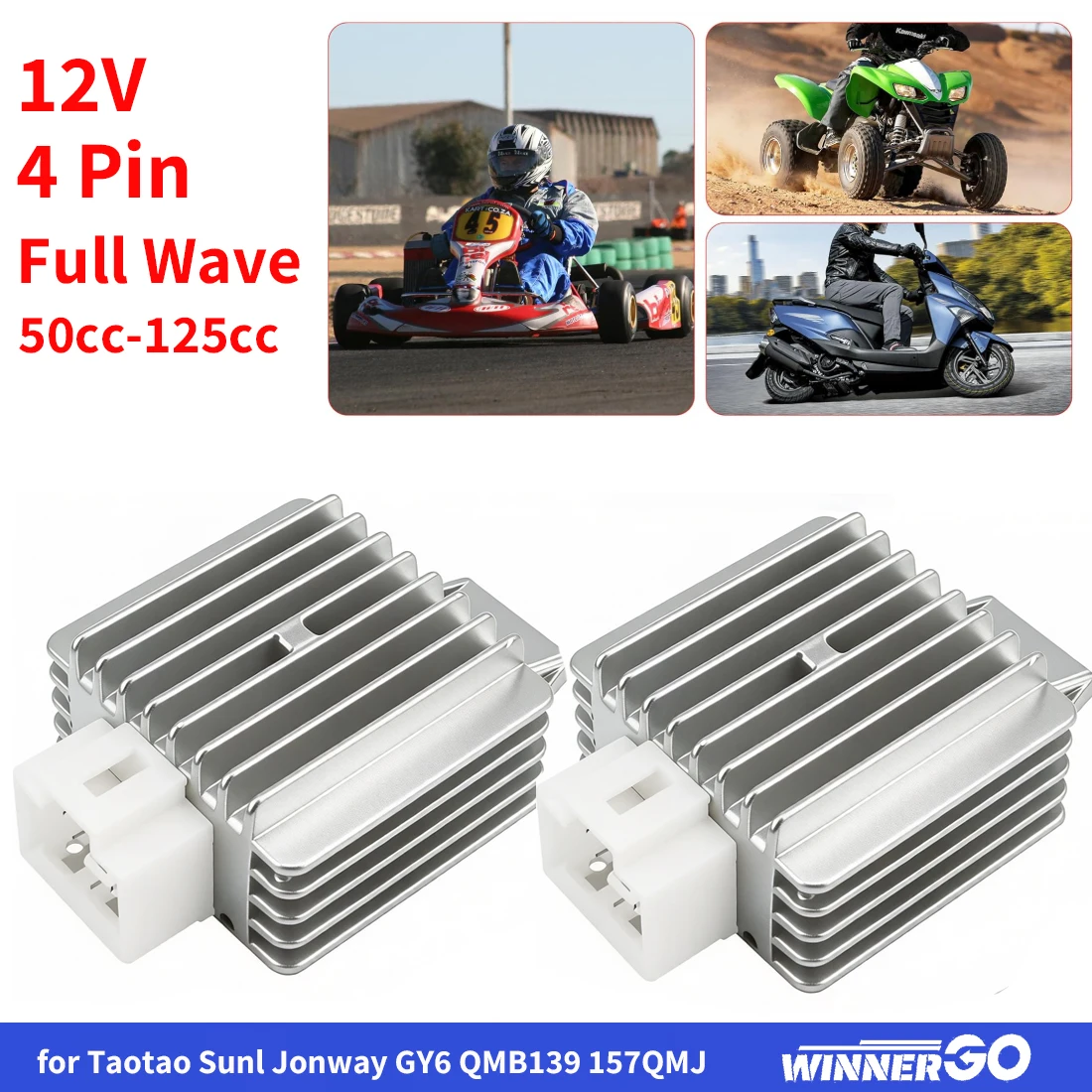 12V 4-Pin Vollwellen-Spannungsregler-Gleichrichter für Taotao Sunl Jonway GY6 QMB139 157QMJ 50cc-125cc ATV Roller Go-Karts Quad – Detail 1