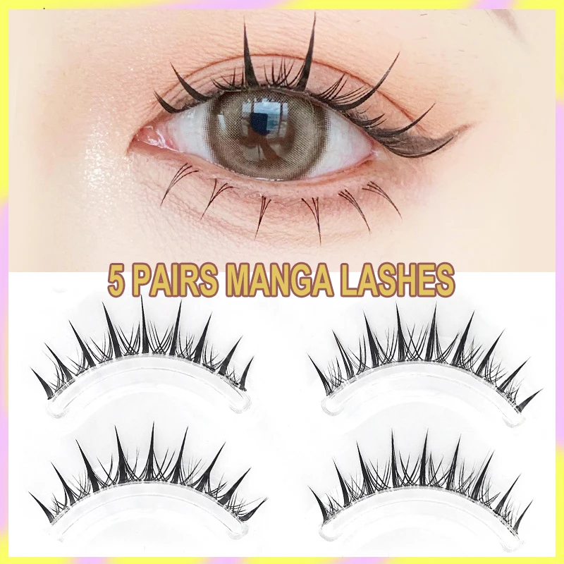 再利用可能なスパイクつけまつげ,5ペア,漫画のような感覚,再利用可能な女の子のグループスタイル