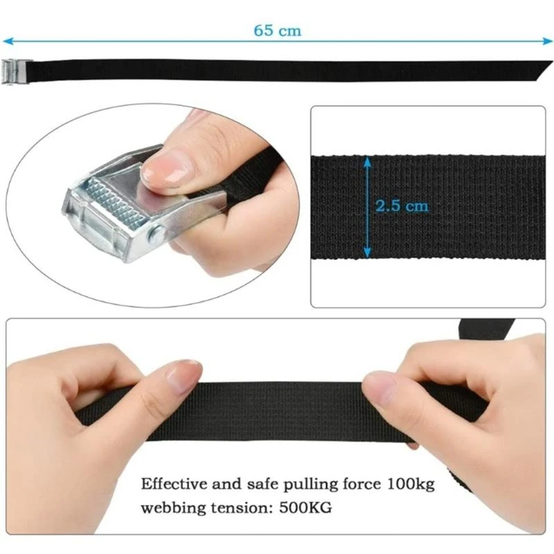 XA6H 10Pcs Reusable Metal Buckle Fastening Strap Cord Luggage Tied Rope Fastener Tape