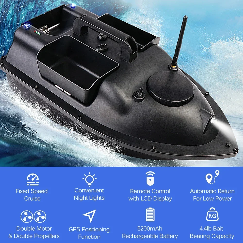 Fishing Bait Boat Automatic 500m Remote Control Fish Finder Bait Boat Up To 2.0kg Lure Rc Ship With Night Light Fishing
