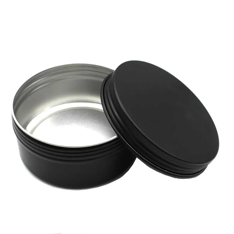 

100Pcs 10g 15g 20g 30g 50g 60g Empty Black Aluminum Tins Cans Screw Top Round Candle Spice Tins Cans with Screw Lid Containers