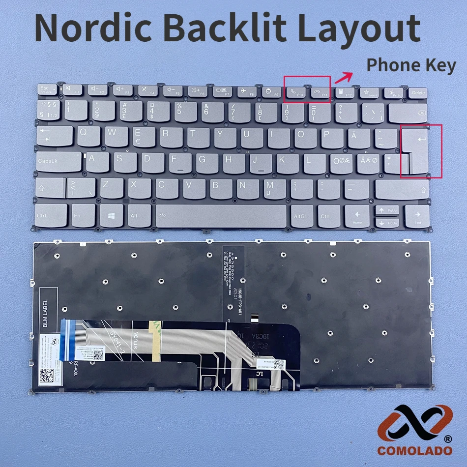 

Nordic UK Latin Backlit Keyboard for Lenovo Flex 5-14IIL05 14ARE05 14ALC05 14ITL05 81X1 81X2 82hs AIR 14 2020 Series