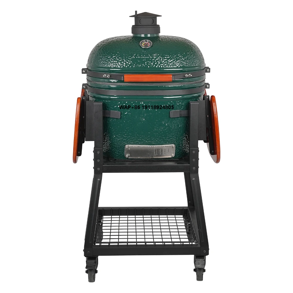 

SEB KAMADO/ Green 23" Ceramic Oval Shape Kamado Grill Heavy Duty Charcoal BBQ Smoker for Outdoor Garden Patio Cooking
