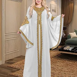 Embroidery Women's Muslim Dress Long Sleeve Ramadan Turkey Dress Vintage Pullover Abaya Prayer Clothes Pakistani Kebaya Robe